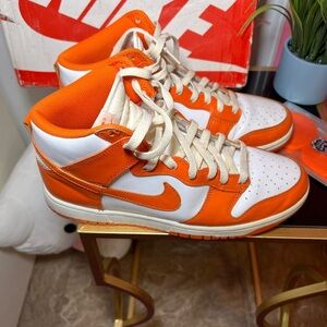 Orange and White High-Top Sneakers